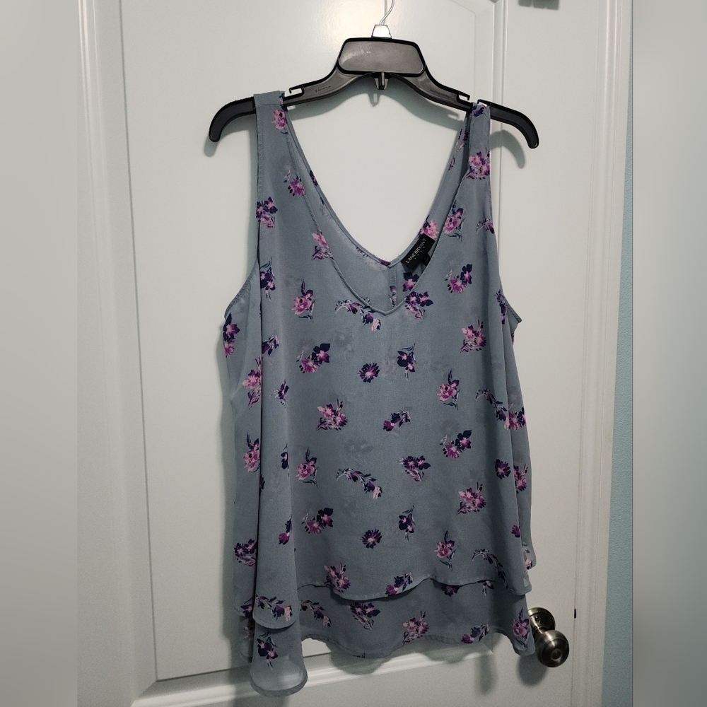 Lane Bryant gray swing top pink pure floral sz 20